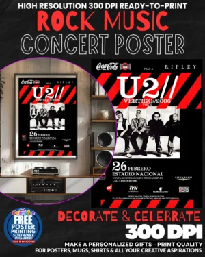 U2   1 Music Rock Concert Poster Wall Art