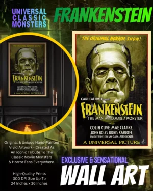 Universal Monsters Frankenstein - Classic Horror Movie Poster Art